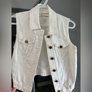 White Denim Sleeveless Jacket